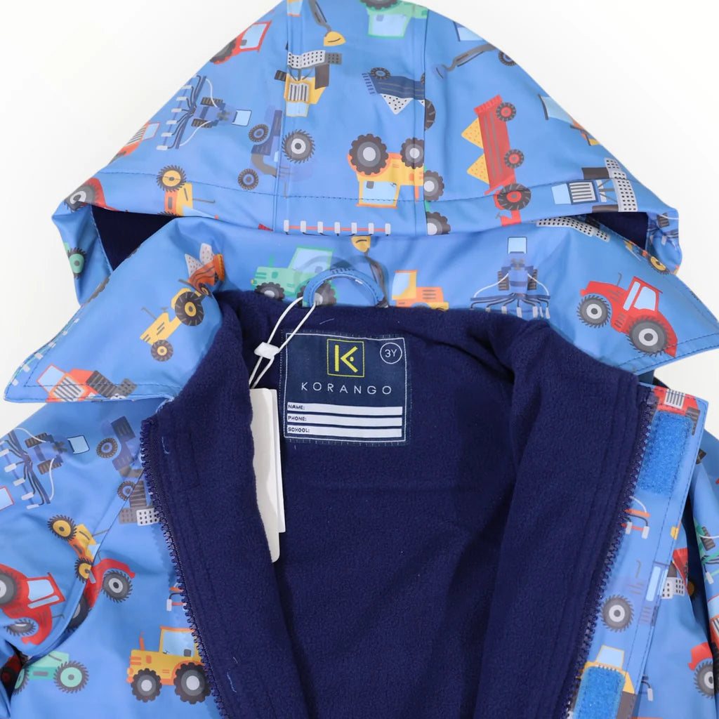 Korango / Farm Machine Print Raincoat - Blue