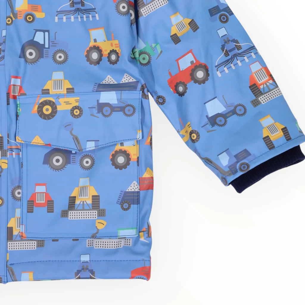 Korango / Farm Machine Print Raincoat - Blue