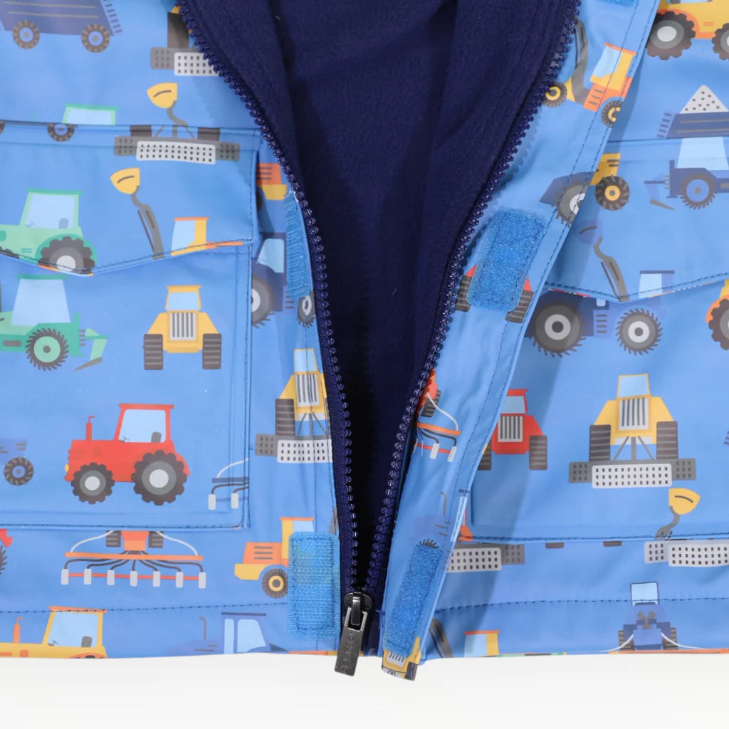 Korango / Farm Machine Print Raincoat - Blue