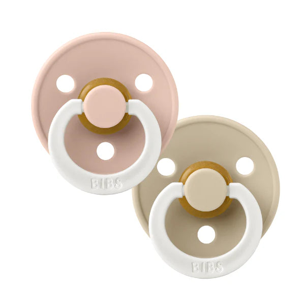 BIBS / Glow Dummy Round Nipple 2 Pack - Blush/Vanilla