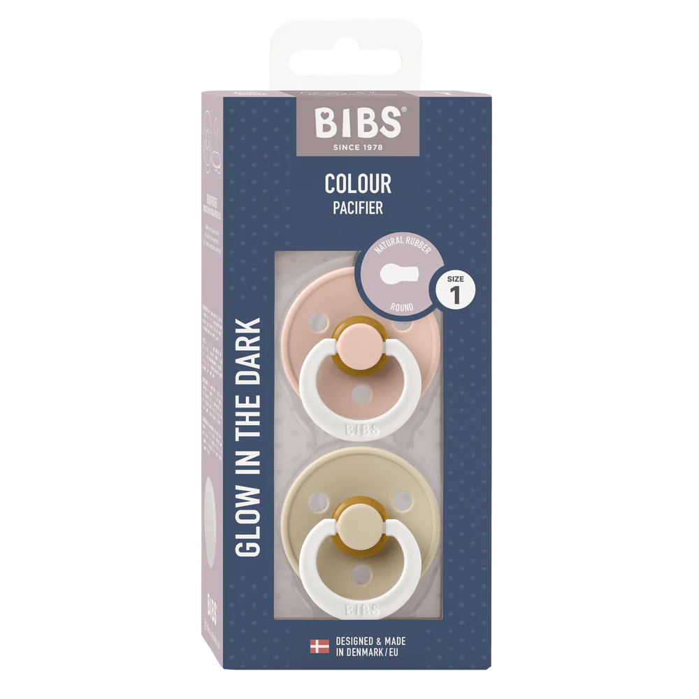 BIBS / Glow Dummy Round Nipple 2 Pack - Blush/Vanilla