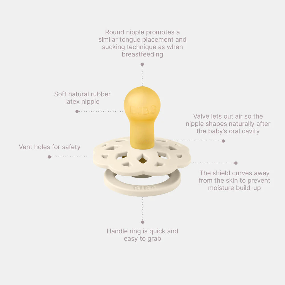 BIBS / Boheme Dummy Round Nipple 2 Pack - Ivory/Sage