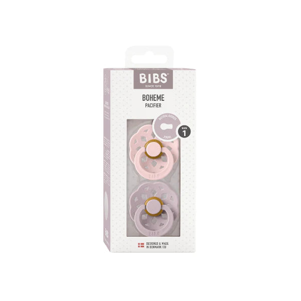 BIBS / Boheme Dummy Round Nipple 2 Pack - Blossom/Dusky Lilac