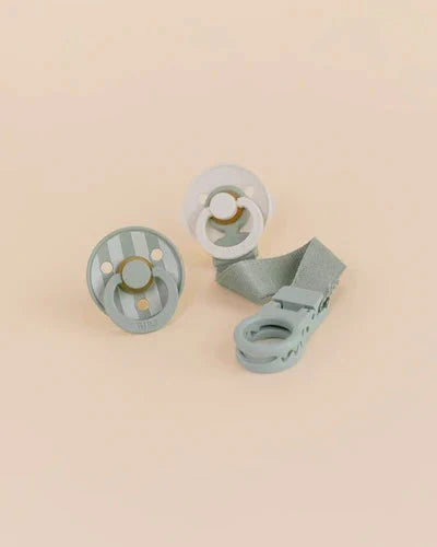 BIBS / Colour Pacifier & Loop Clip Gift Set Size 1 - Sage
