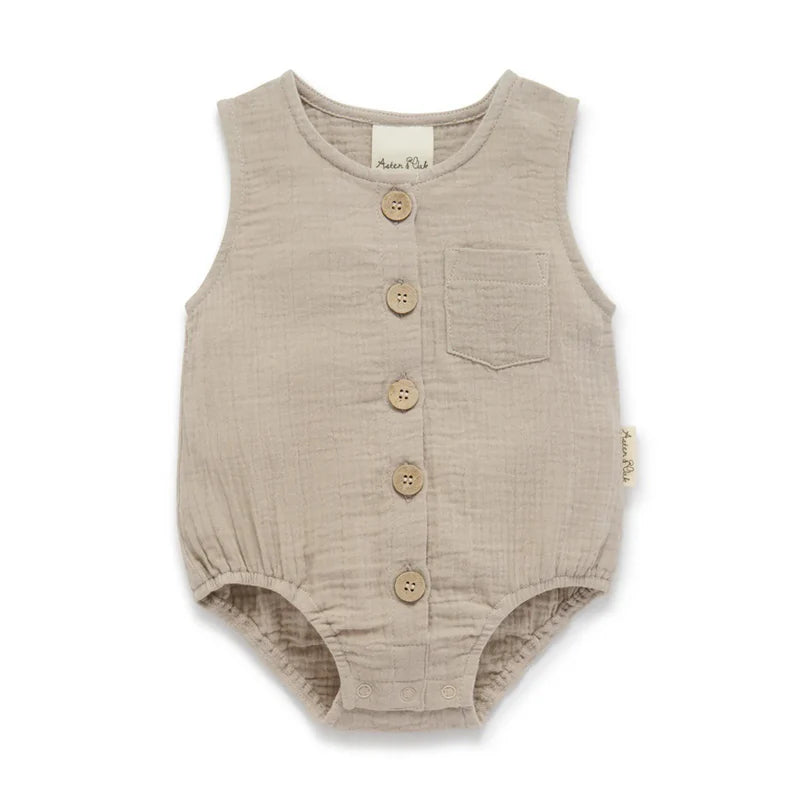 Aster & Oak / Sand / Muslin Bubble Romper