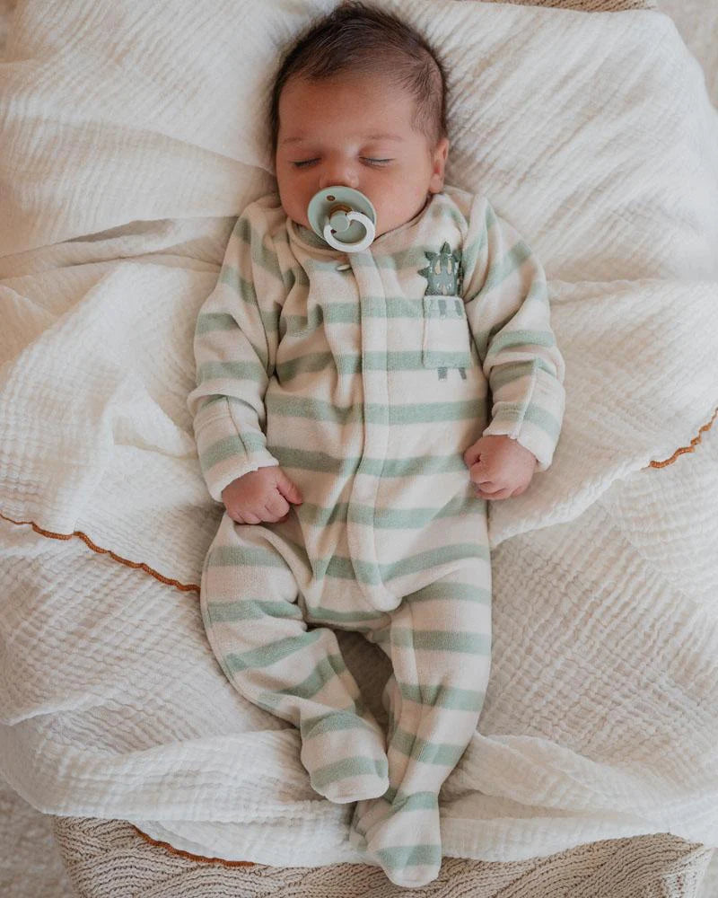 Bebe By Minihaha / Isaac Stripe LS Velour Onesie