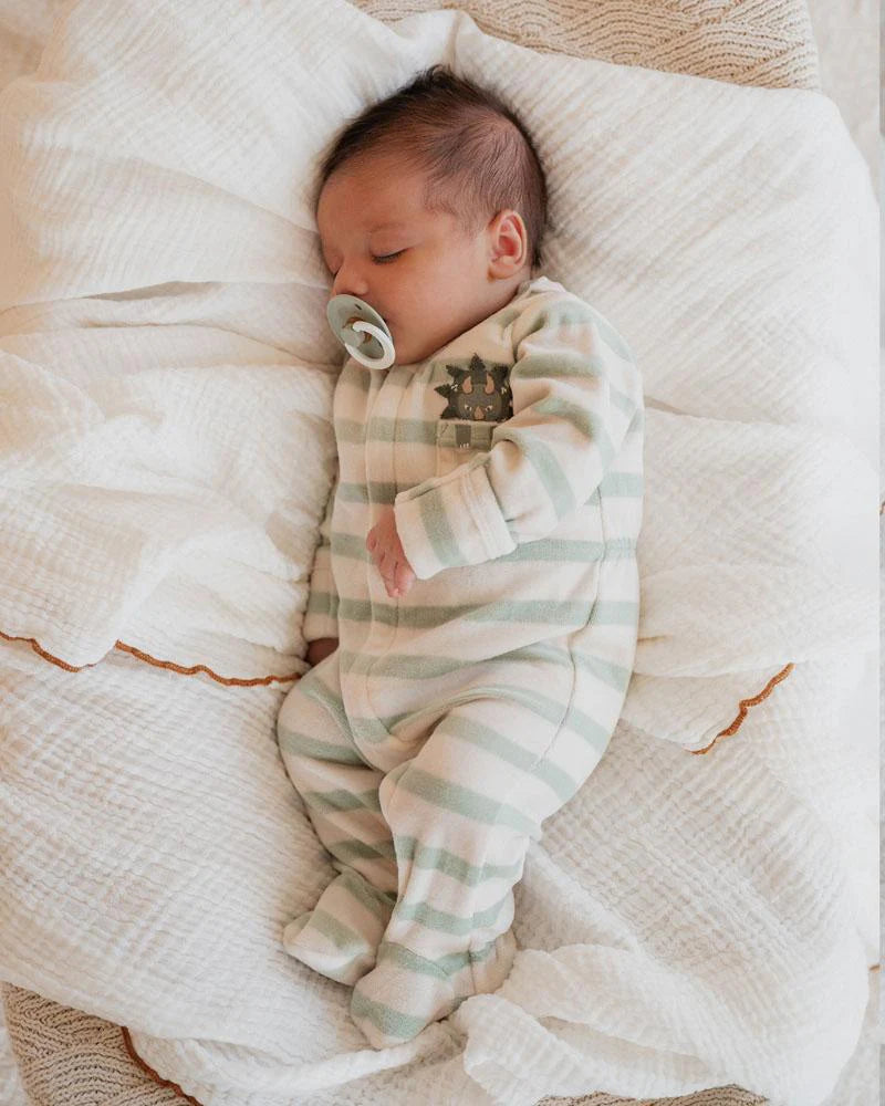 Bebe By Minihaha / Isaac Stripe LS Velour Onesie