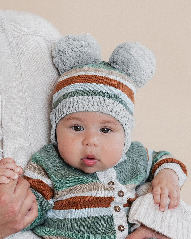 Bebe By Minihaha / Mateo Stripe Pom Pom Beanie