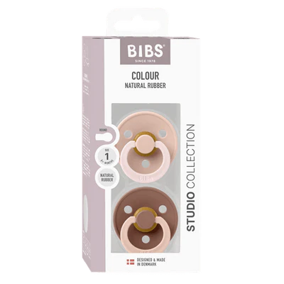 BIBS / Dummy Round Nipple Fusion Colour 2pk - Blush/Woodchuck Mix