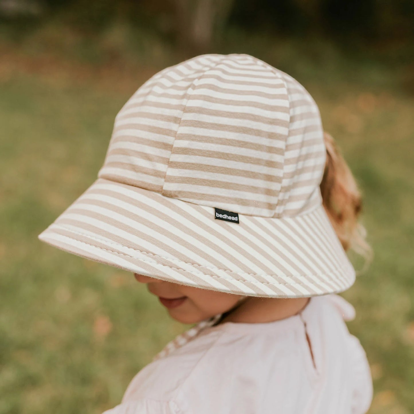 Bedhead Hats / Ponytail Bucket Sun Hat - Natural Stripe