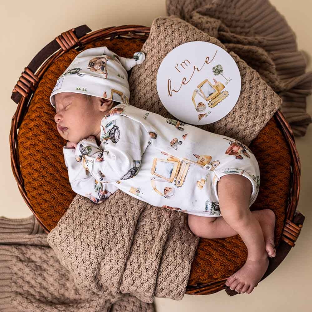 Snuggle Hunny / Organic Long Sleeve Bodysuit - Diggers and Tractors