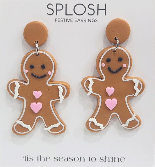 Splosh / Festive Earrings - Large Gingerbread Man