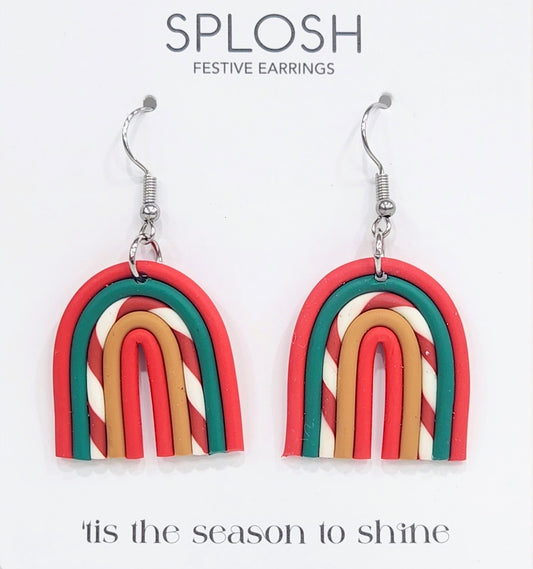 Splosh / Festive Earrings - Small Candy Cane Rainbows